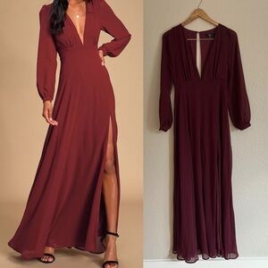 NWOT All My Life Burgundy Long Sleeve Maxi Dress